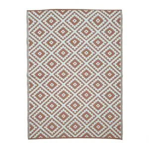 TERRE JARDIN Tapis extérieur réversible pour balcon et terrasse Terracotta Orange 160 x 240 pas cher