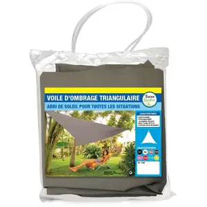 TERRE JARDIN Voile d'ombrage triangulaire - 5 mètres - Taupe pas cher