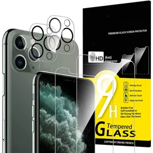 MYLS Lot de 4 2 x Verre Trempé pour iPhone 11 Pro Max et 2 x Protection Caméra Arrière - sans Bulles dair -Ultra Résistant pas cher