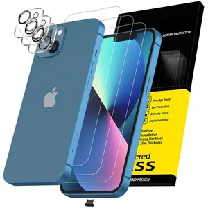 MYLS Kit de 6 3 x Verre Trempé pour iPhone 13 (61 Pouces) et 3 x Protection Caméra Arrière - Anti Rayures - sans Bulles dair pas cher