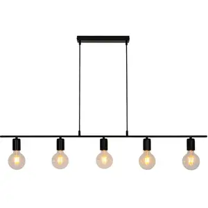 SAMPA Luminaire de plafond Lina réglable 5 ampoules métal noir compatible led pas cher