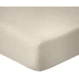 Drap Housse 140x190cm Bonnet 35cm 100% Coton 57fils Ivoire pas cher