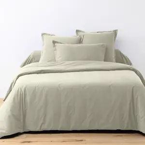 Parure Housse De Couette 3pcs 240x220cm 100% Coton 57fils Grege pas cher