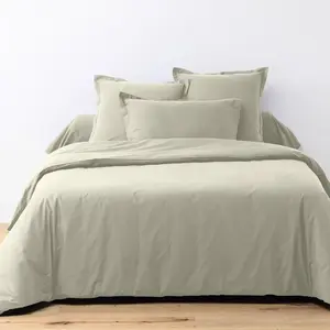 Parure Housse De Couette 3pcs 260x240cm 100% Coton 57fils Grege pas cher