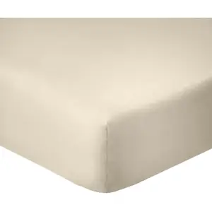 Drap Housse 140x190cm Bonnet 35cm 100% Coton 57fils Grege pas cher
