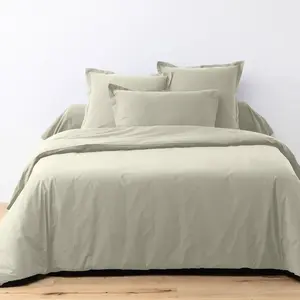 Parure Housse De Couette 2pcs 140x200cm 100% Coton 57fils Grege pas cher