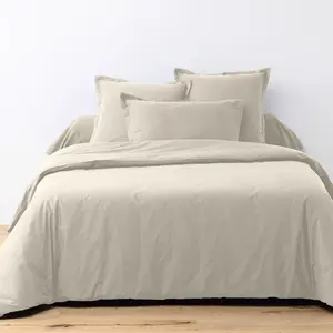 Parure de couette - UNI BP - Ivoire - 100% coton 57 fils - 260x240cm pas cher