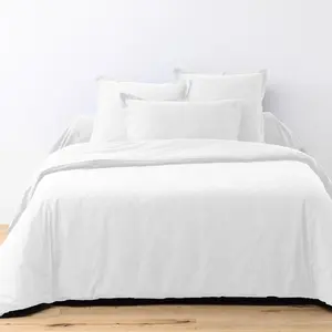 Parure Housse De Couette 3pcs 260x240cm 100% Coton 57fils Blanc pas cher