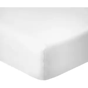 Drap Housse 160x200cm Bonnet 35cm 100% Coton 57fils Blanc pas cher