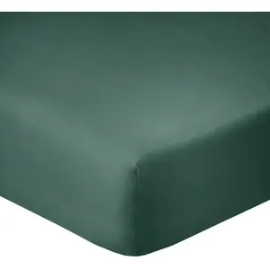 Drap Housse 140x190cm Bonnet 35cm 100% Coton 57fils Bleu Canard pas cher