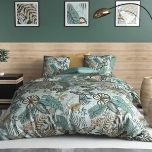 Parure de lit housse de couette avec taie d'oreiller 100% Coton 57 fil... pas cher