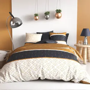 Parure de lit housse de couette avec taie d'oreiller 100% Coton 57 fil... pas cher