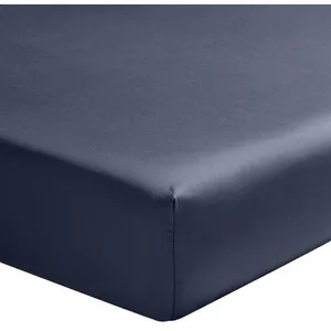 Housse De Rêve Drap Housse 140x190 +30 Cm Satin De Coton Indigo pas cher