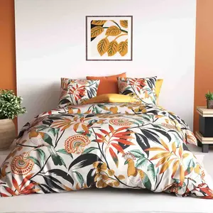 Parure Housse de Couette - ATELIER DU COTON - 260x240cm - 100% Coton - 57 Fils - 3 pièces pas cher