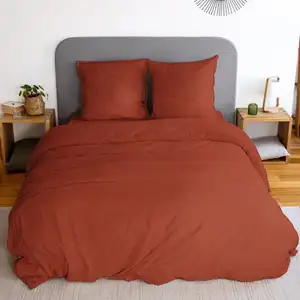 Parure Microfibre Lavee 240x220cm Terracotta pas cher