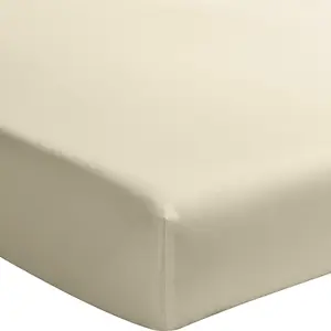 Drap housse 140x190+30 100% percale de coton lavé ecru pas cher