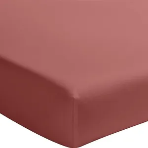 Drap housse uni baton rouge 140x190 en 100% percale de coton lavé 80 fils/cm² - vieux rose pas cher