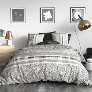 Parure housse de couette 3pcs 260x240cm 100% coton 57fils lattice pas cher