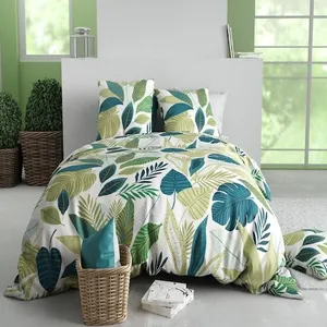 Parure housse de couette 3pcs 260x240cm 100% coton 57fils tropicalia pas cher