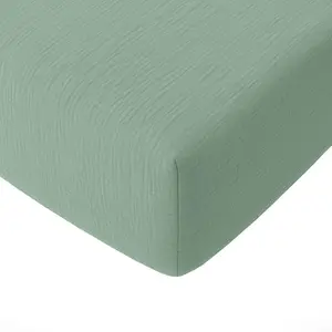 Drap housse 140x190 cm Gaze de Coton Vert Givrée pas cher