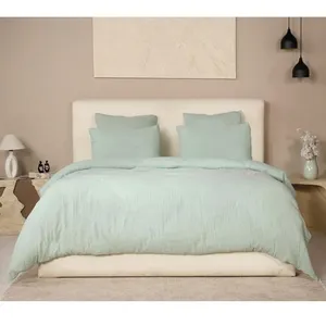 Parure de couette 3 pcs 240x220 100% gaze de coton lavé vert givrée pas cher