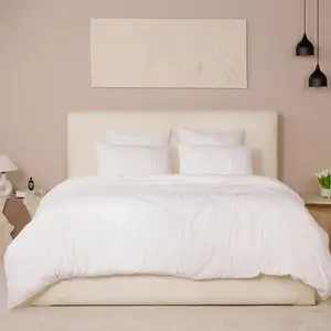 Parure de couette 3 pcs 240x220 100% gaze de coton lavé blanc pur pas cher