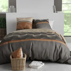 Parure de couette 3pcs 240x220cm + 2 taies 100% coton 57fils jaspe pas cher