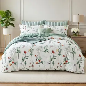 Parure housse de couette 3 pcs 240x220 cm en percale de coton 80 fils Coss pas cher