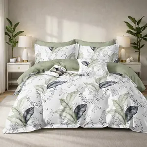 Parure housse de couette 3 pcs 240x220 cm en percale de coton 80 fils ... pas cher