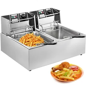 M-E Friteuse électrique professionnelle 12L 5000W à double réservoir e... pas cher