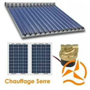 HD4K Kit chauffage solaire 12 Volts pour serre de 20 à 30 m2 avec capteur solaire à tubes sous vide de 2,6 m2 pas cher