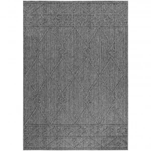 Tapis effet Jute naturel à Relief Géométrique Gris 080 x 150 cm pas cher