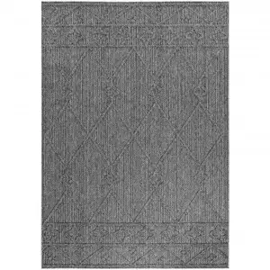 Tapis effet Jute naturel à Relief Géométrique Gris 200 x 290 cm pas cher