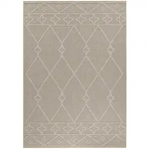 Tapis effet Jute naturel à Relief Géométrique Beige 080 x 150 cm pas cher