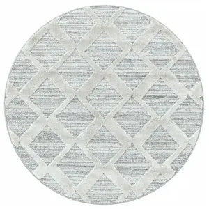 Tapis rond 120x120cm Berbere Boho ESMIYA Poils Longs en Relief Doux Blanc Ivoire Beige pas cher