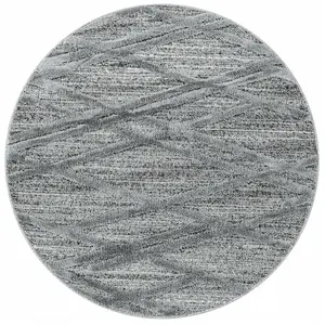 Tapis rond 120x120cm Berbere Boho ASIMA Poils Longs en Relief Doux Gris pas cher