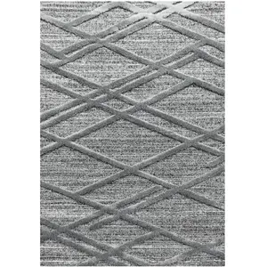 Tapis de Salon Berbere Boho ASIMA Poils Longs en Relief Doux Gris - 280x370cm pas cher