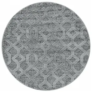 Tapis rond 120x120cm Berbere Boho YASI Poils Longs en Relief Doux Gris pas cher