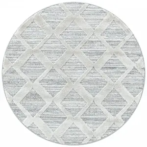 ESMIYA - Tapis Berbère Rond à relief - Crème 200 x 200 cm