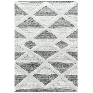 TIZAS - Tapis Berbère à relief - Crème & Gris 160 x 230 cm pas cher