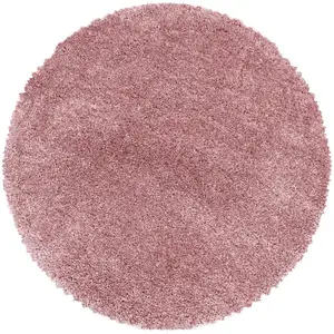 MOELLEUX - Tapis cosy Rond à poils longs - Rose 160 x 160 cm pas cher
