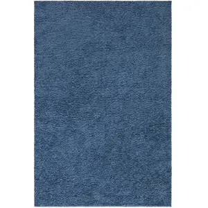 Tapis à Poils Longs SOFTY Bleu 200x200cm pas cher