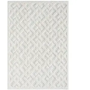 Tapis NELLA à poils longs et relief blanc 140x200cm pas cher