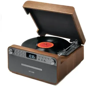 Micro système CD avec platine vinyle Muse MT-118 AT Marron et Gris pas cher