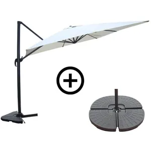 Ensemble Parasol Écru 3x4m Et 4 Dalles À Lester pas cher