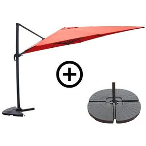 Ensemble Parasol Terracotta 3x3m Et 4 Dalles À Lester pas cher