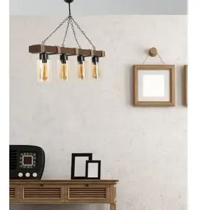 Concept-usine - saphia - Suspension filaire 4 lampes bois et métalVendu parrakuten