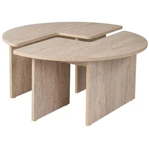 Comparateur de prix : Concept-Usine Table Basse Ronde Duo Effet Travertin 90cm Apix