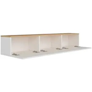Concept-Usine Meuble Tv Suspendu Avec Placards 150cm Blanc Et Bois Hal pas cher