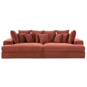 Comparateur de prix : CARDIFF - Canapé 4 places assise profonde en velours côtelé terracotta